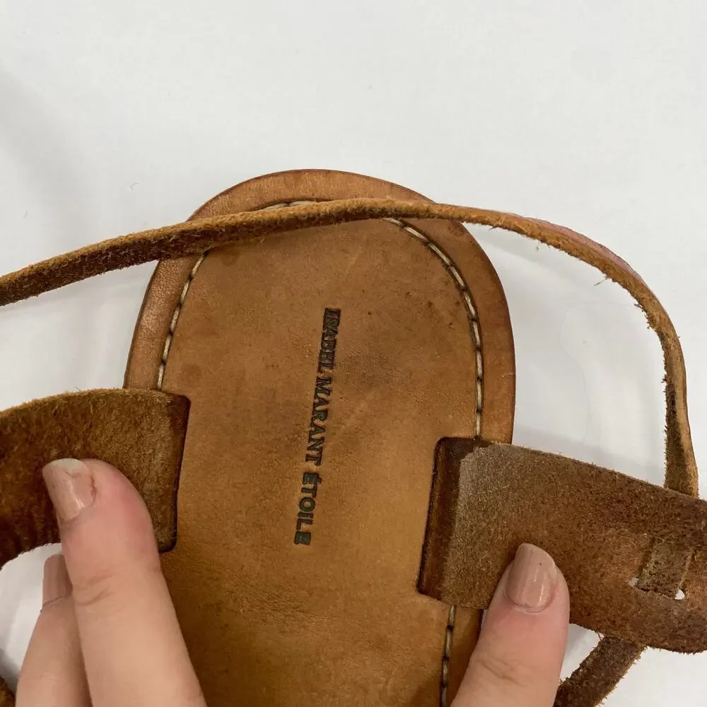 Isabel Marant Brown Leather Wrap Sandals